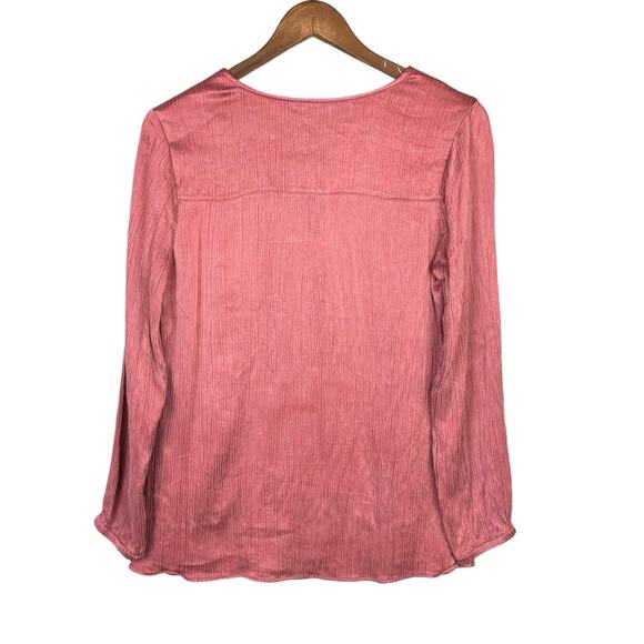 Soft Surroundings Lumi Terra Cotta Pink Long Sleeve V-neck Textured Top - Picture 8 of 11